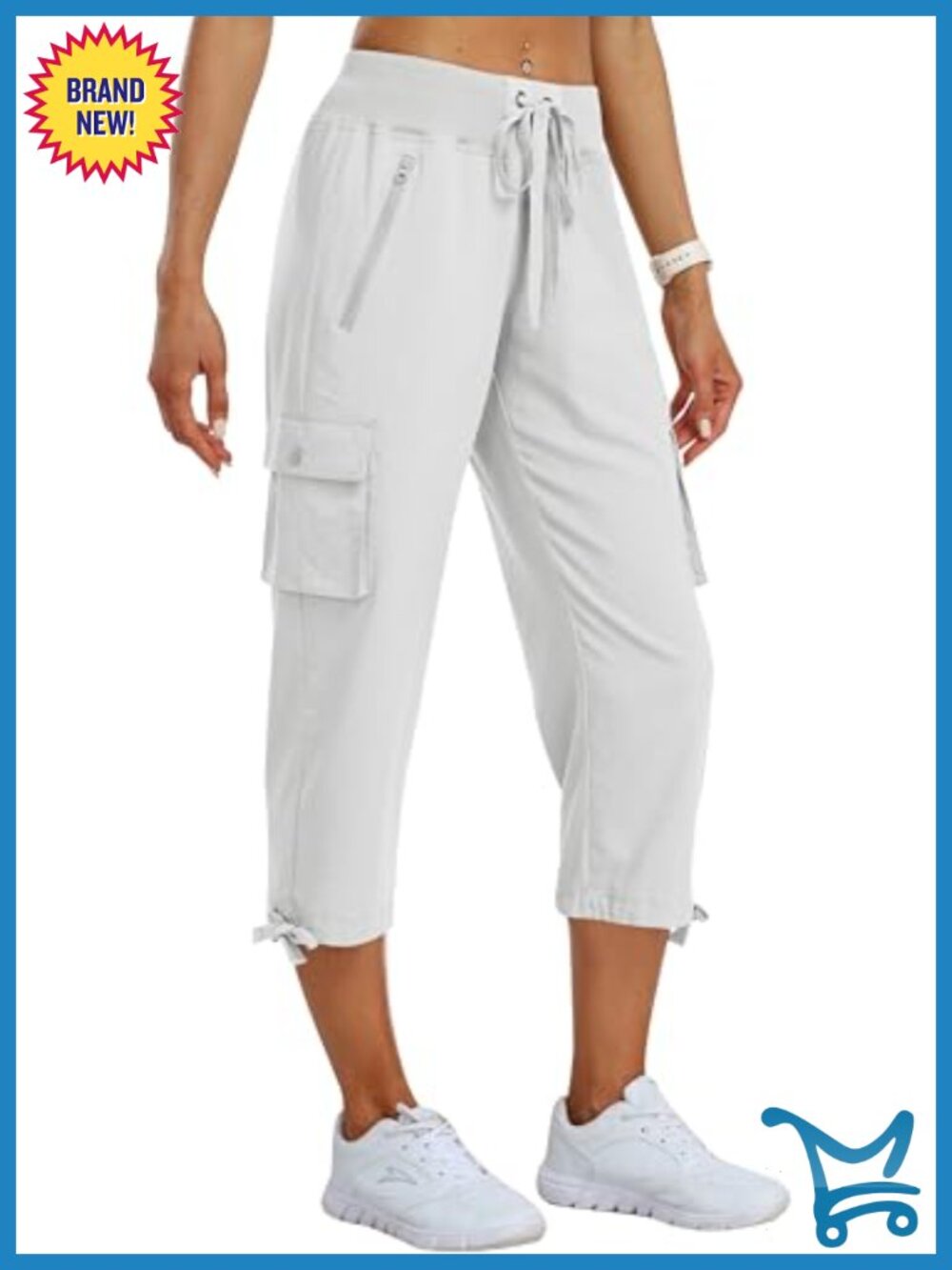 MoFiz Women's Cargo Capris Loose Fit Hiking Pants Lightweight Quick Dry